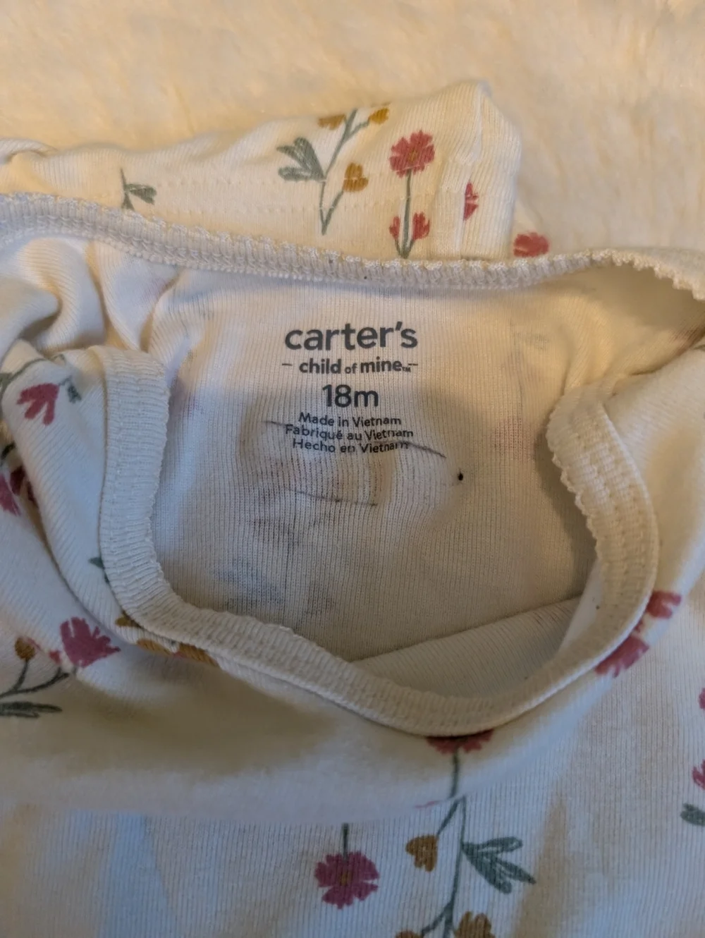 Carter's Floral Long Sleeve Body Suit And Pant Set 18 Months Flawed